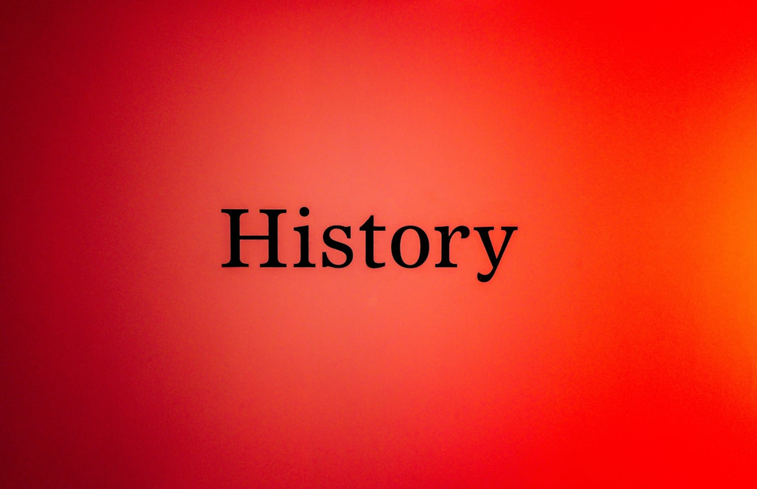 The word history on a red and orange gradient background.