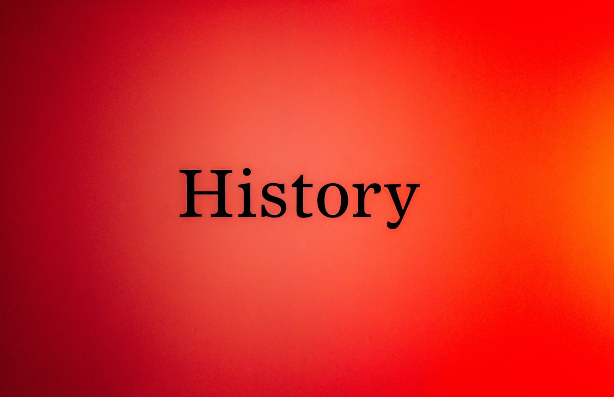 The word history on a red and orange gradient background.