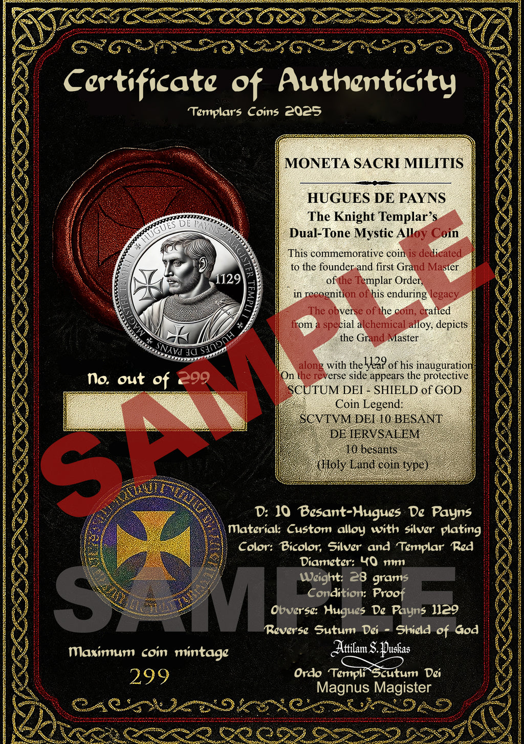 HUGUES DE PAYNS - Commemorative Coin